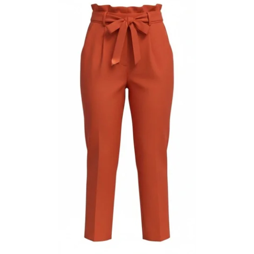 Ann Taylor Factory high-rise, tapered ankle tie-front orange pants size XS 00-4